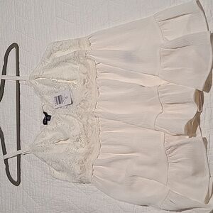 Torrid Cream Babydoll Crinkle Gauze and Lace Tank